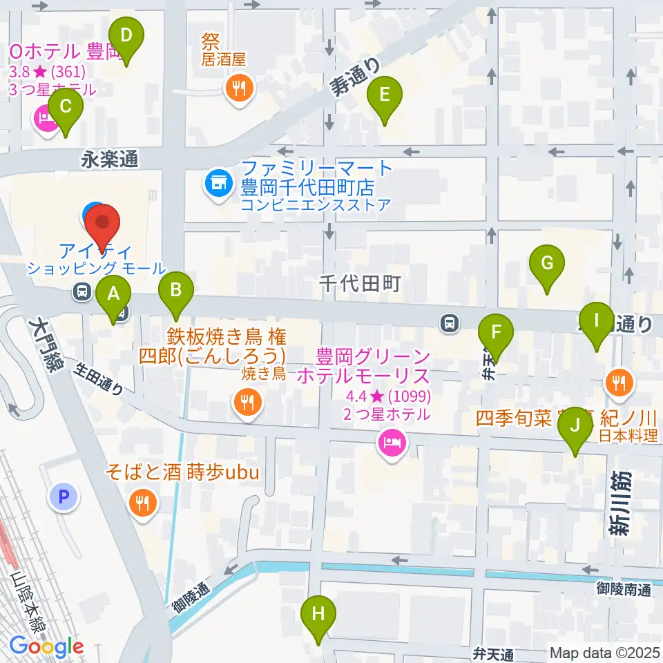 豊岡市民プラザ周辺のカフェ一覧地図