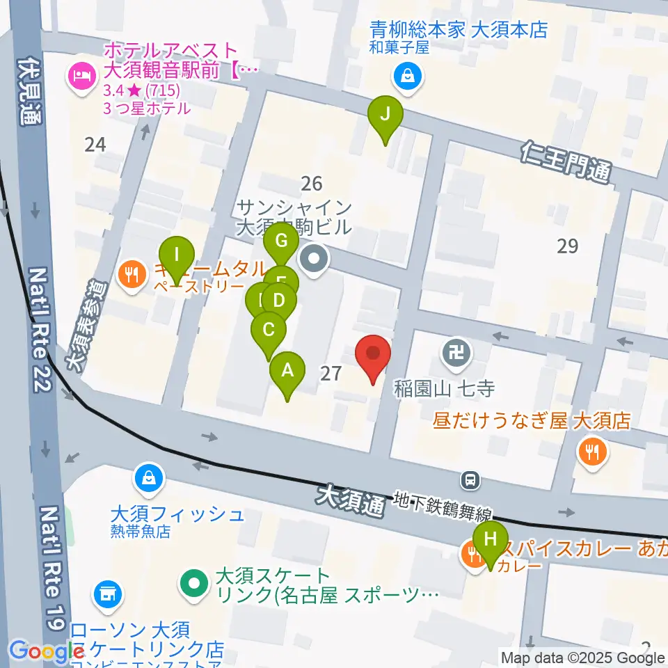 七ツ寺共同スタジオ周辺のカフェ一覧地図