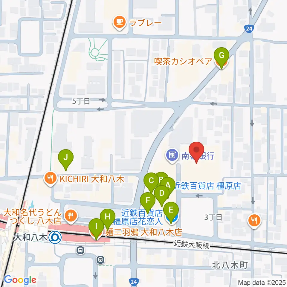 奈良県橿原文化会館周辺のカフェ一覧地図
