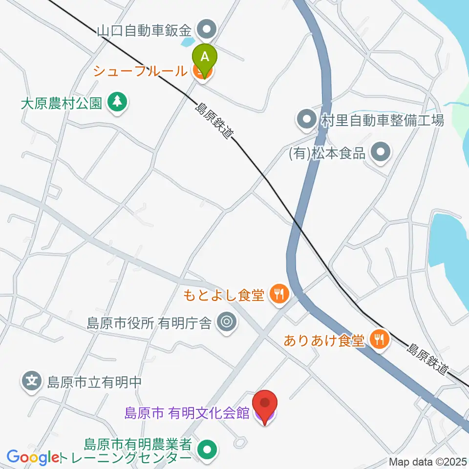 島原市有明文化会館 グリーンウェーブ周辺のカフェ一覧地図