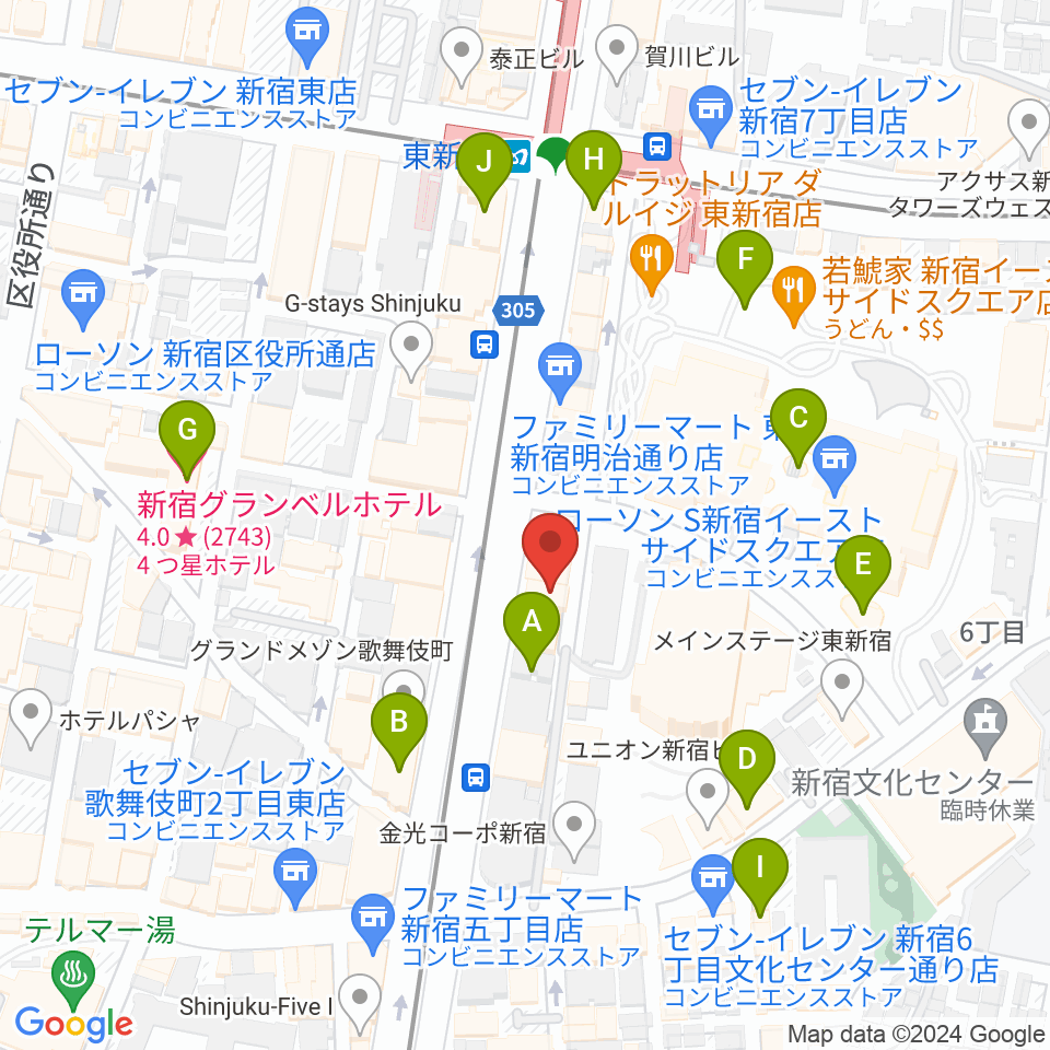 新宿レッドクロス周辺のカフェ一覧地図