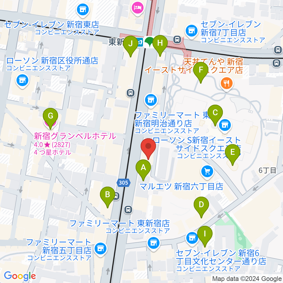 新宿レッドクロス周辺のカフェ一覧地図