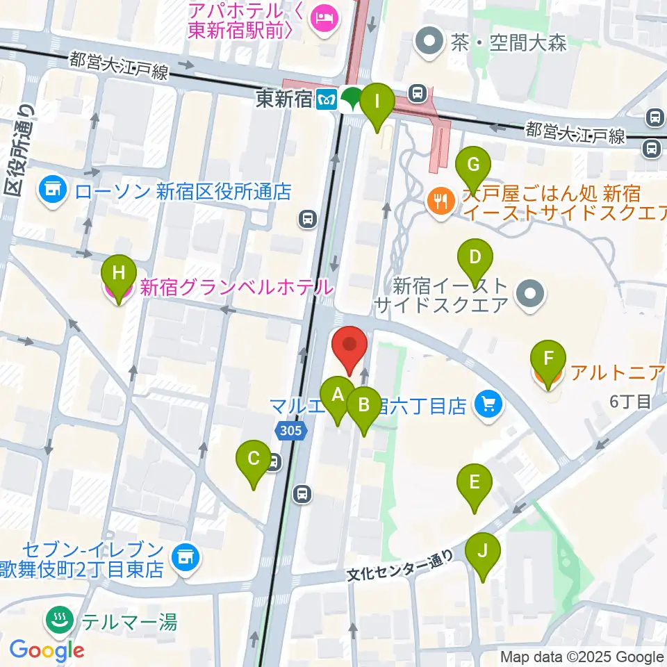 新宿レッドクロス周辺のカフェ一覧地図