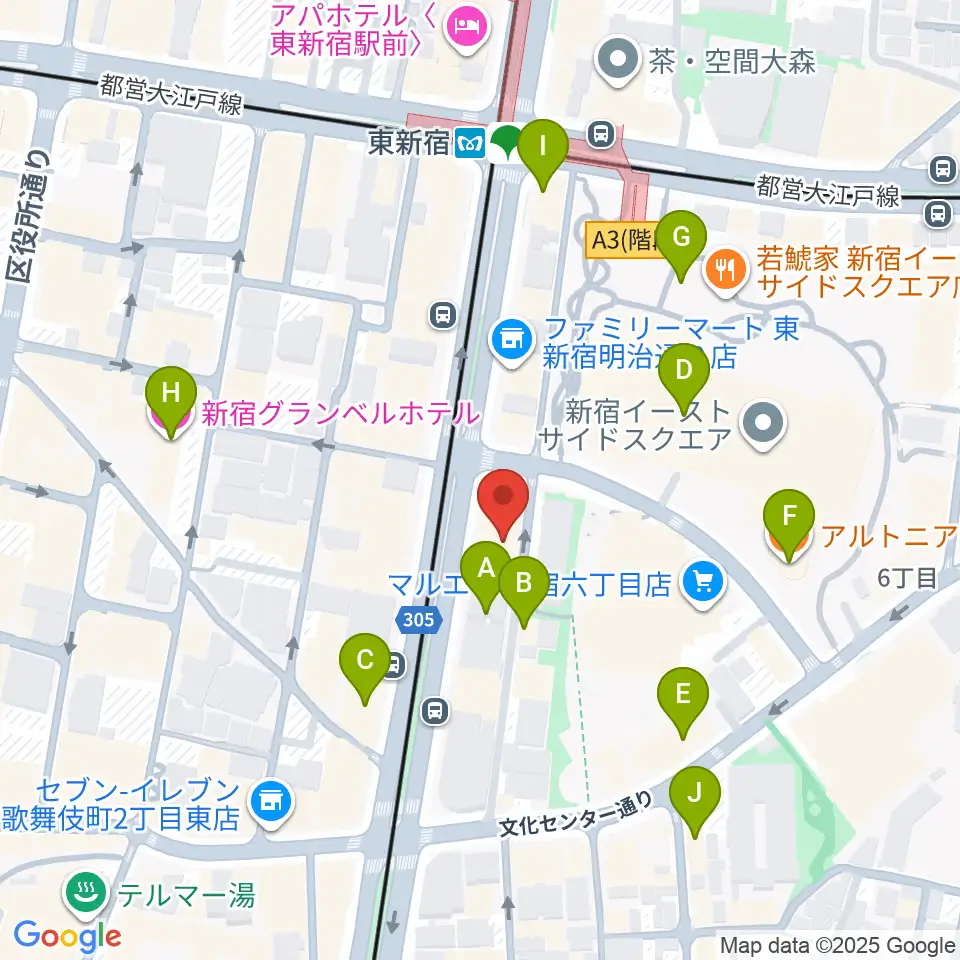 新宿レッドクロス周辺のカフェ一覧地図
