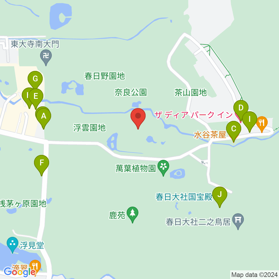 奈良春日野国際フォーラム 甍～I・RA・KA～周辺のカフェ一覧地図