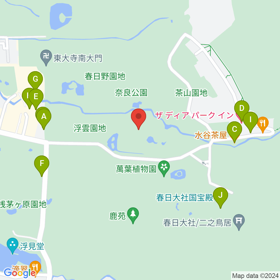 奈良春日野国際フォーラム 甍～I・RA・KA～周辺のカフェ一覧地図