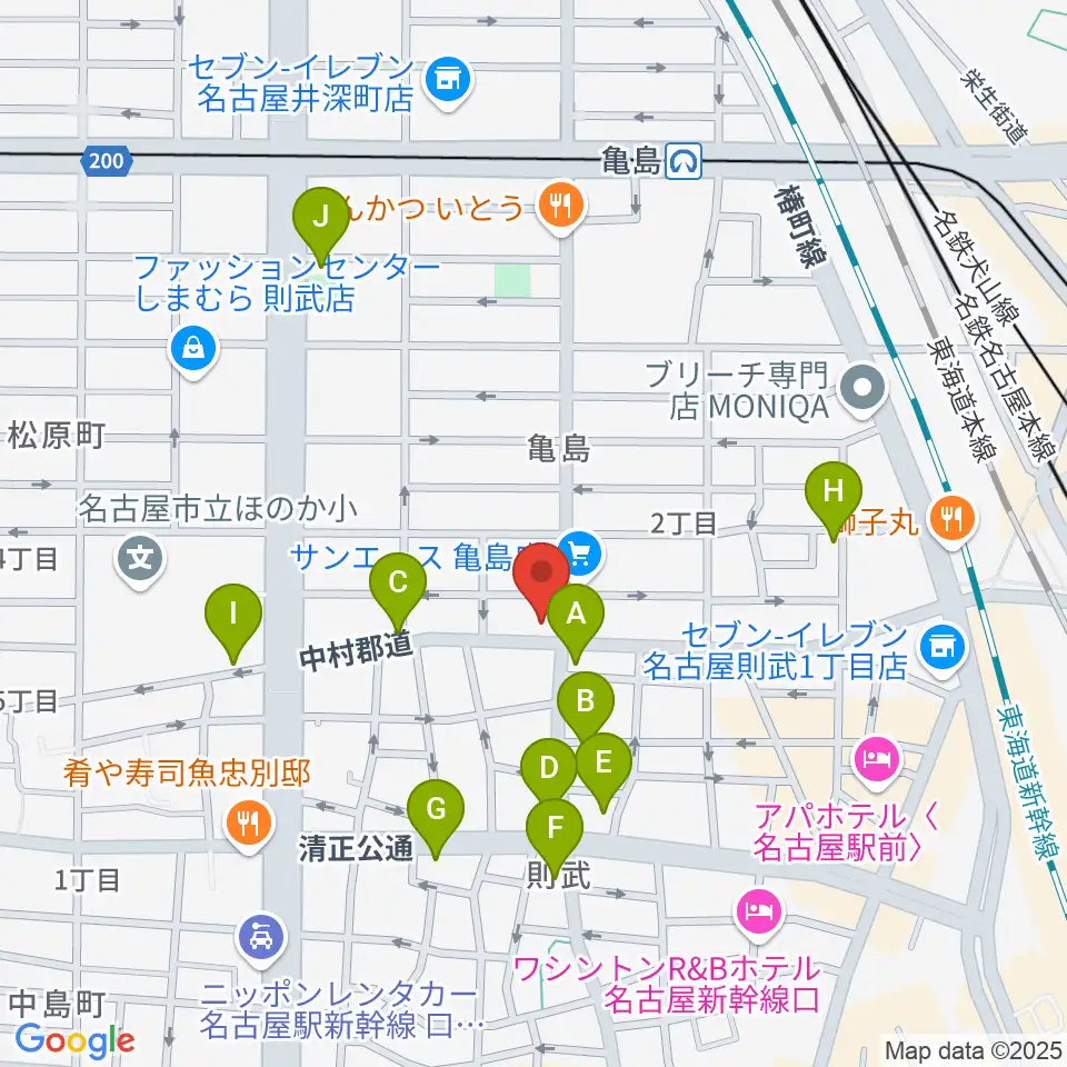 ナンジャーレ周辺のカフェ一覧地図