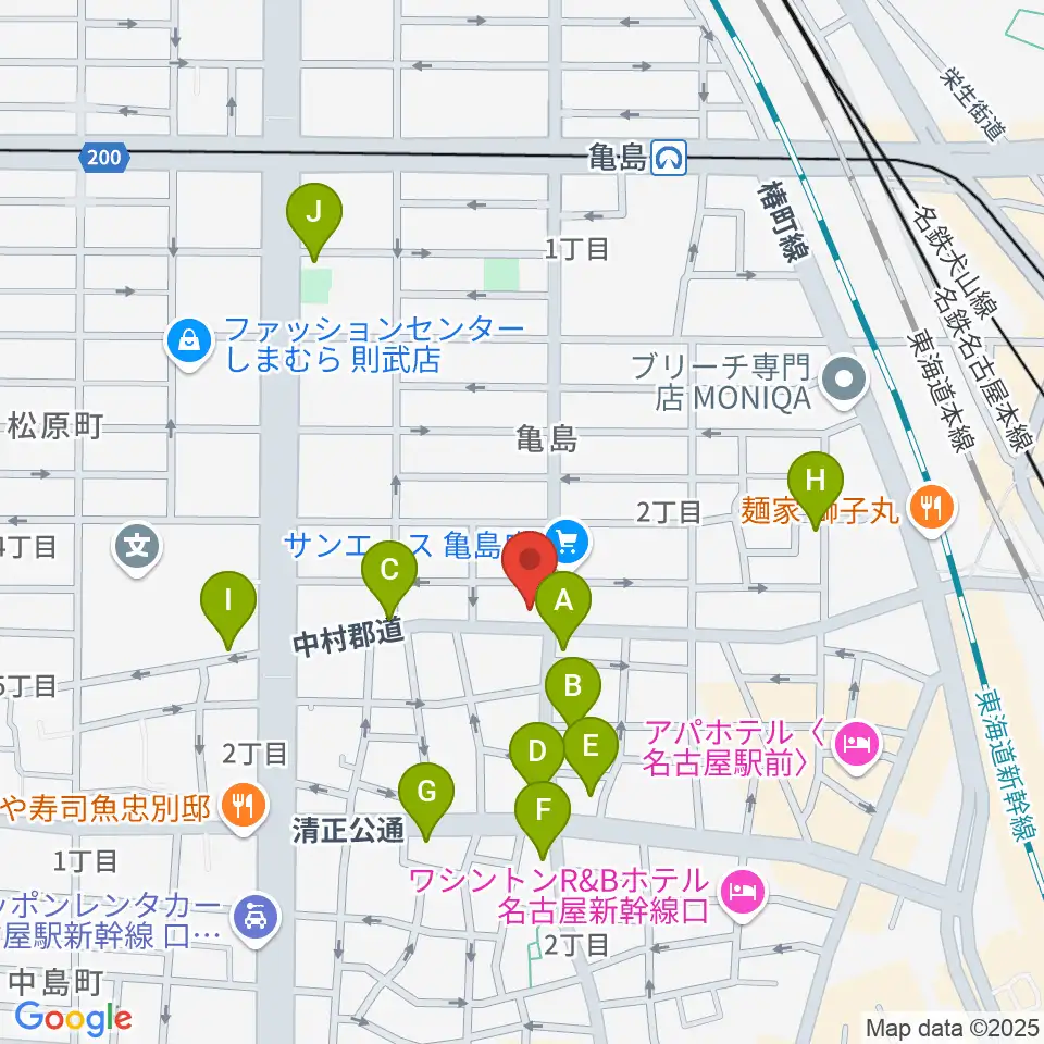ナンジャーレ周辺のカフェ一覧地図