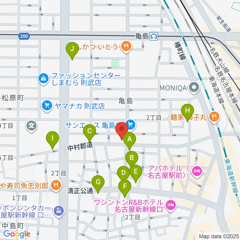 ナンジャーレ周辺のカフェ一覧地図