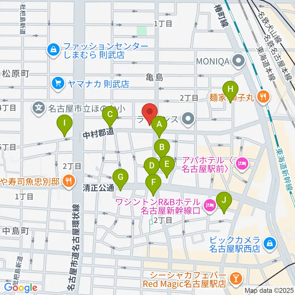 ナンジャーレ周辺のカフェ一覧地図