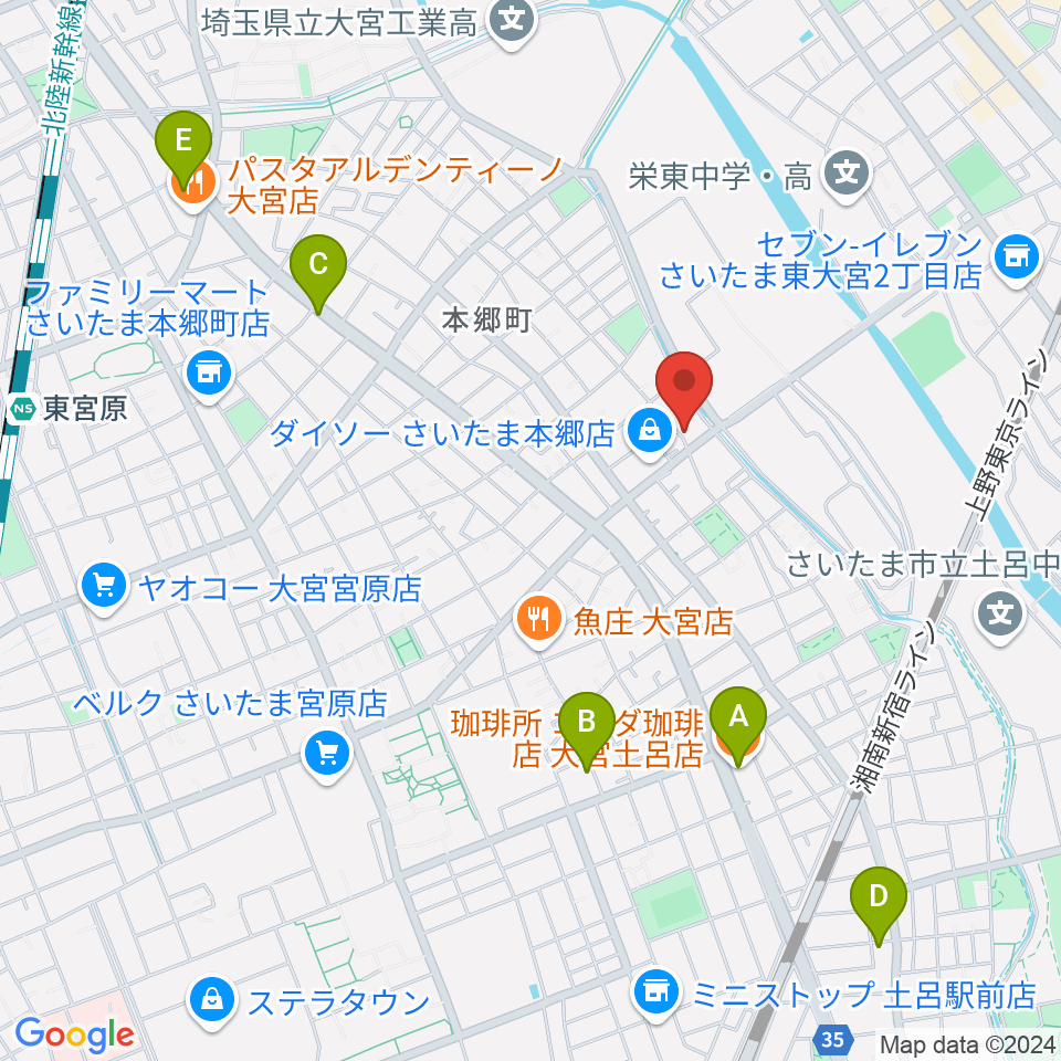 スタジオ・アリア周辺のカフェ一覧地図