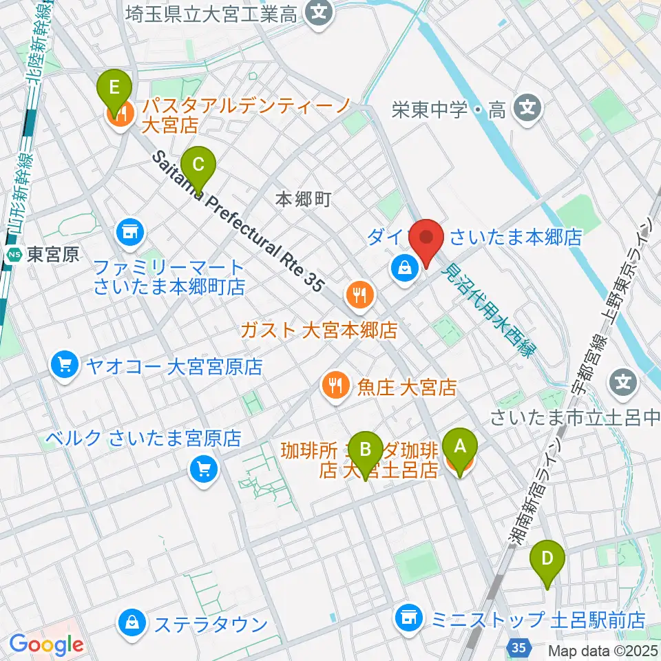 スタジオ・アリア周辺のカフェ一覧地図