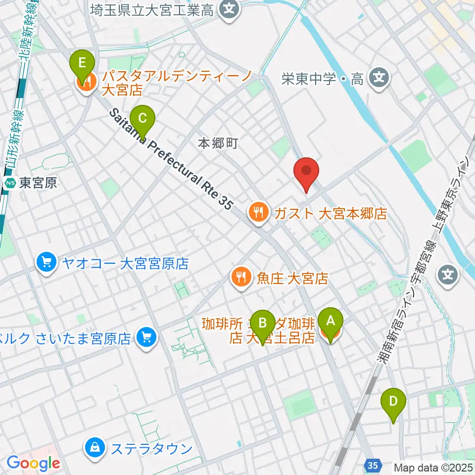 スタジオ・アリア周辺のカフェ一覧地図