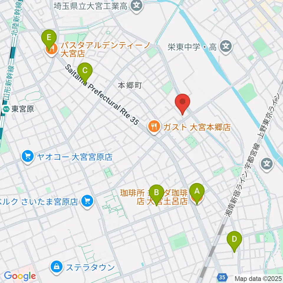 スタジオ・アリア周辺のカフェ一覧地図