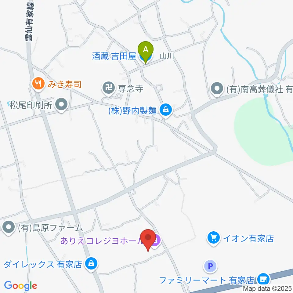 ありえコレジヨホール周辺のカフェ一覧地図