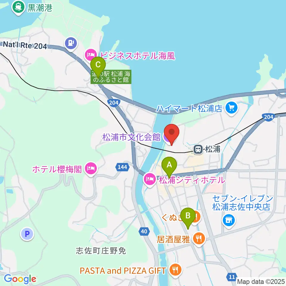 松浦市文化会館周辺のカフェ一覧地図