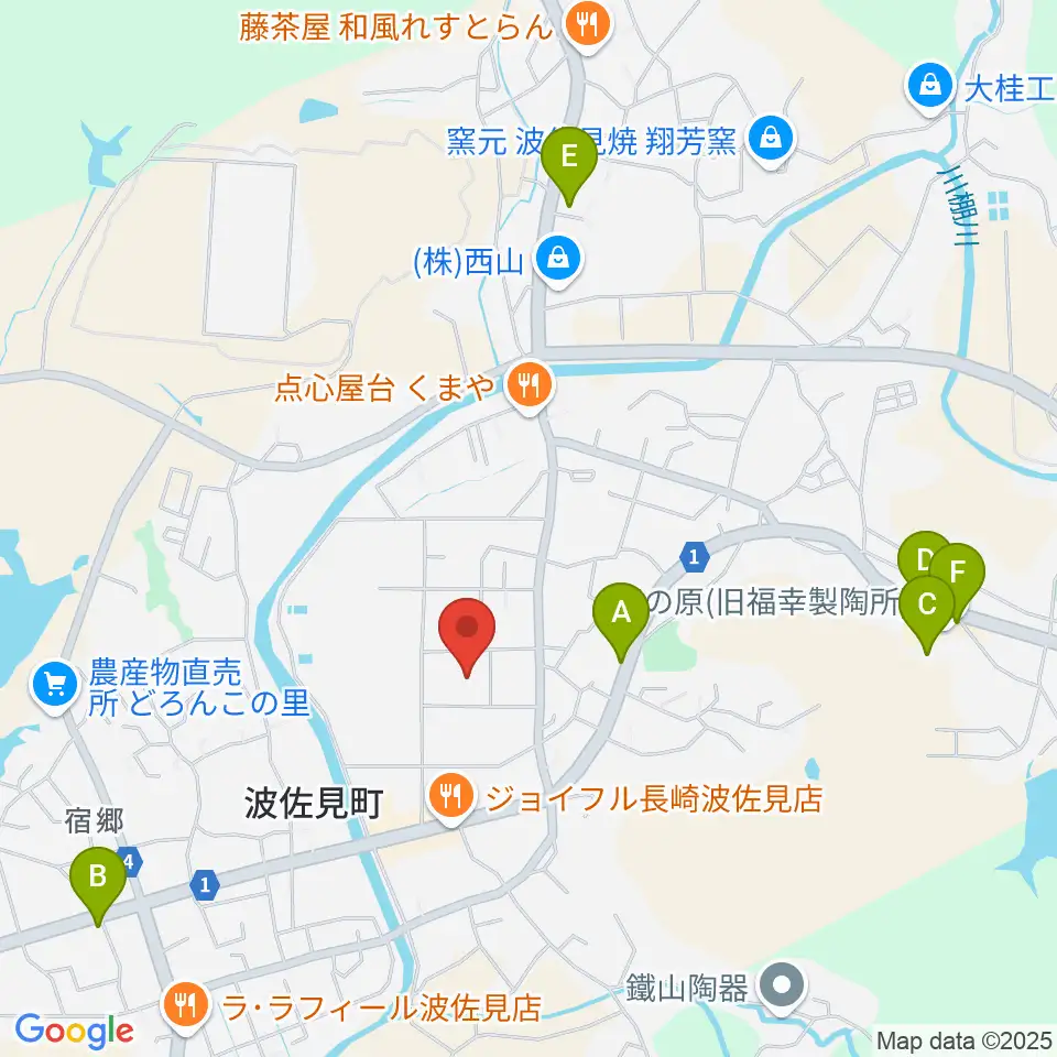 波佐見町総合文化会館 ウェイブホール周辺のカフェ一覧地図