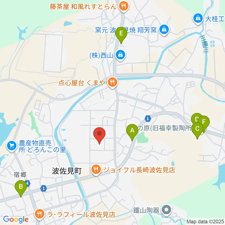 波佐見町総合文化会館 ウェイブホール周辺のカフェ一覧地図