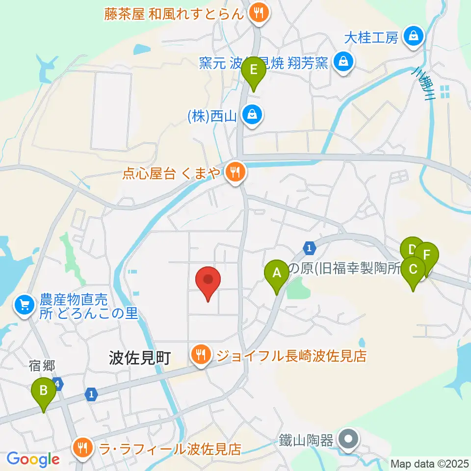 波佐見町総合文化会館 ウェイブホール周辺のカフェ一覧地図