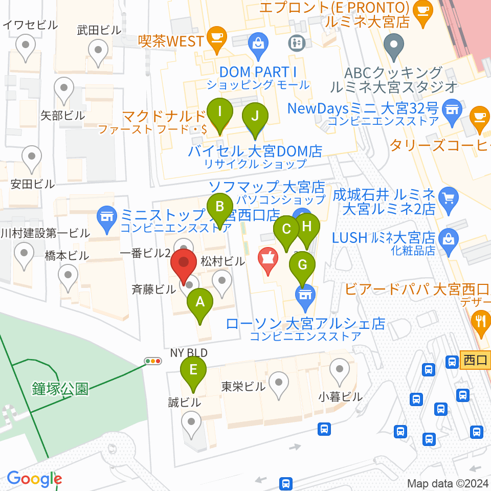 シアーミュージック大宮校周辺のカフェ一覧地図