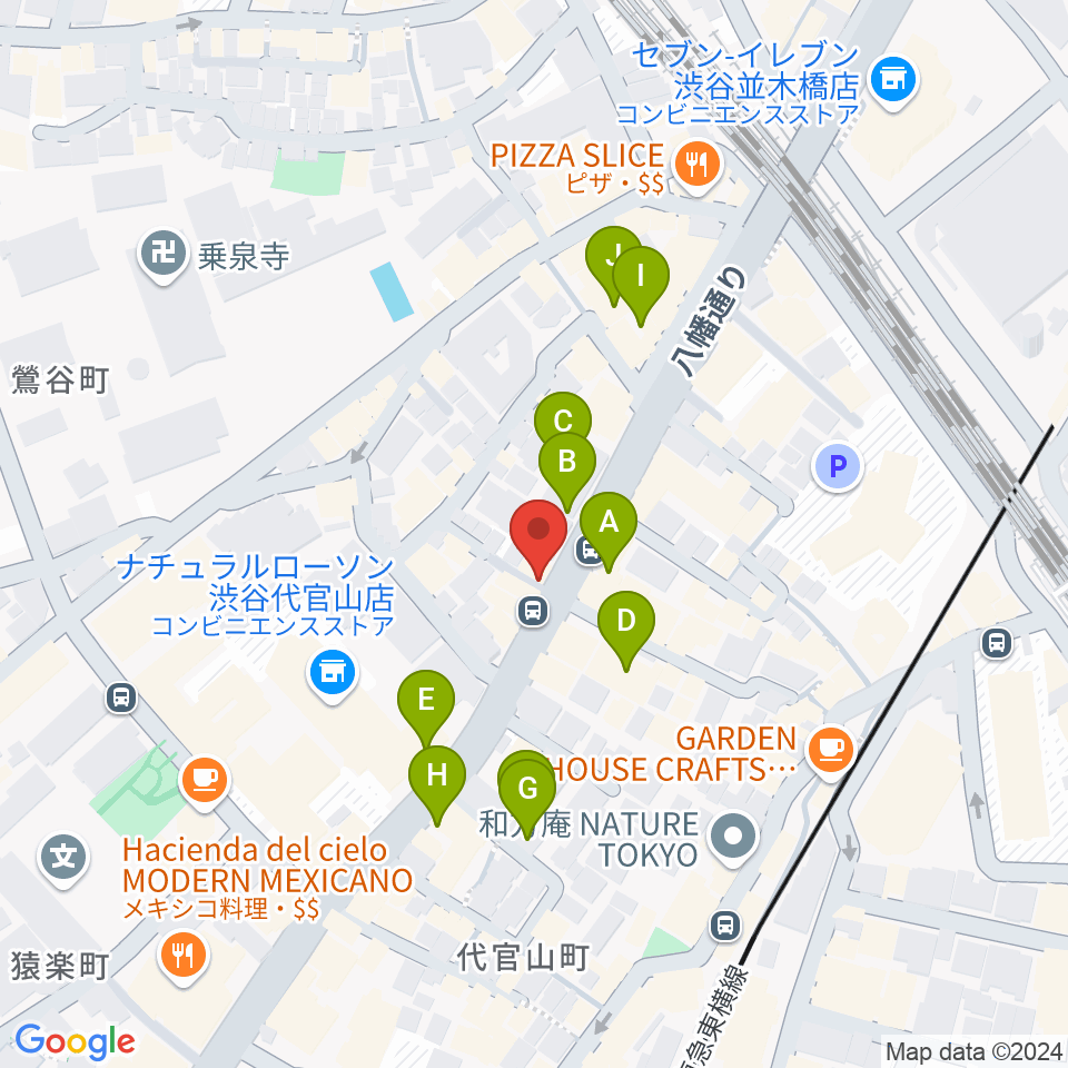 代官山NOMAD周辺のカフェ一覧地図