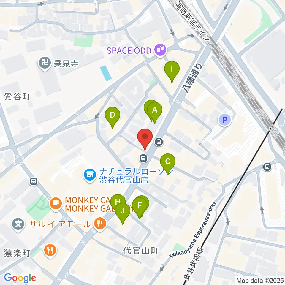 代官山NOMAD周辺のカフェ一覧地図
