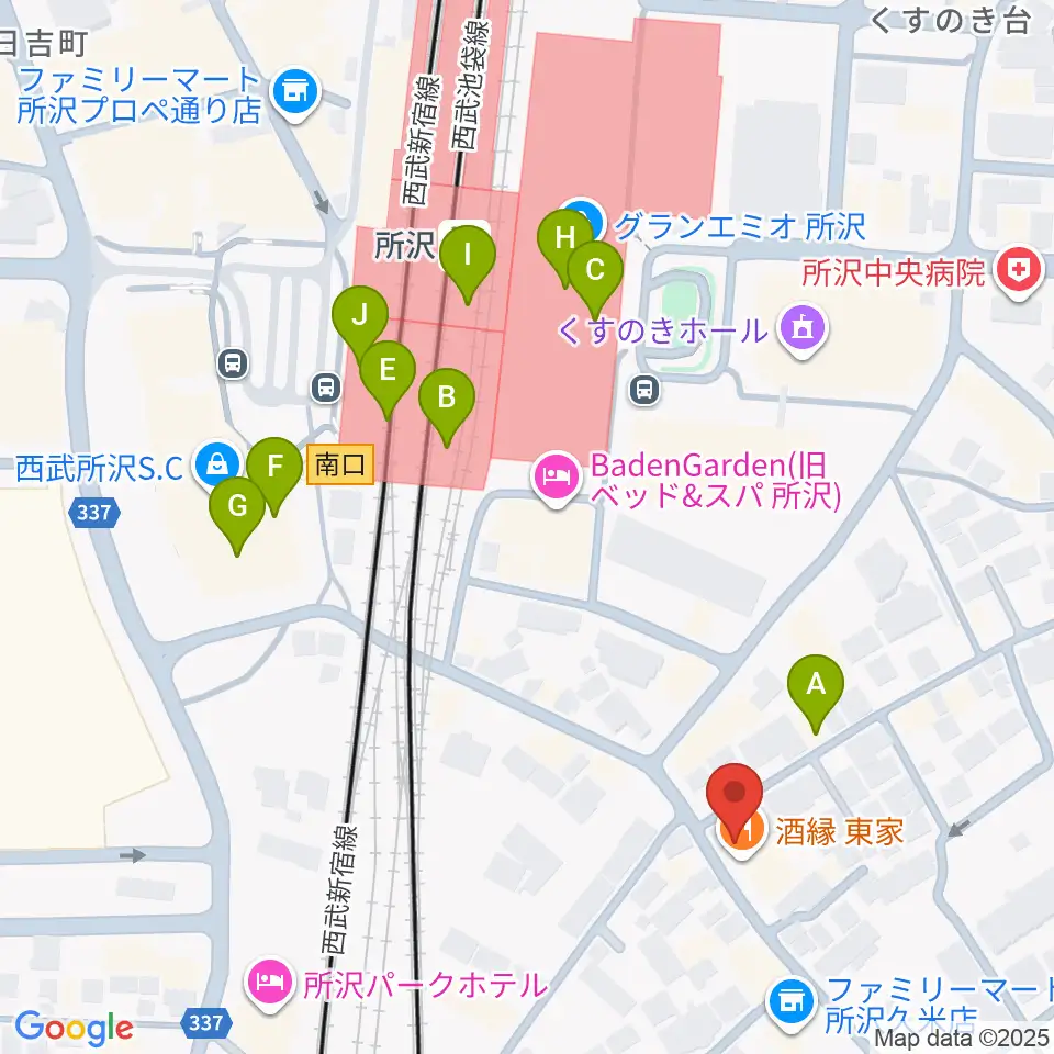 シアーミュージック 所沢校周辺のカフェ一覧地図