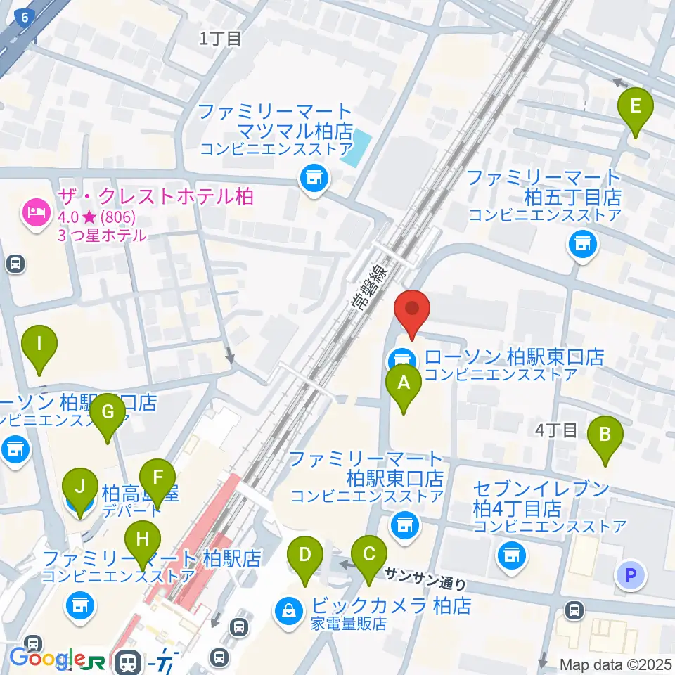 シアーミュージック 柏校周辺のカフェ一覧地図