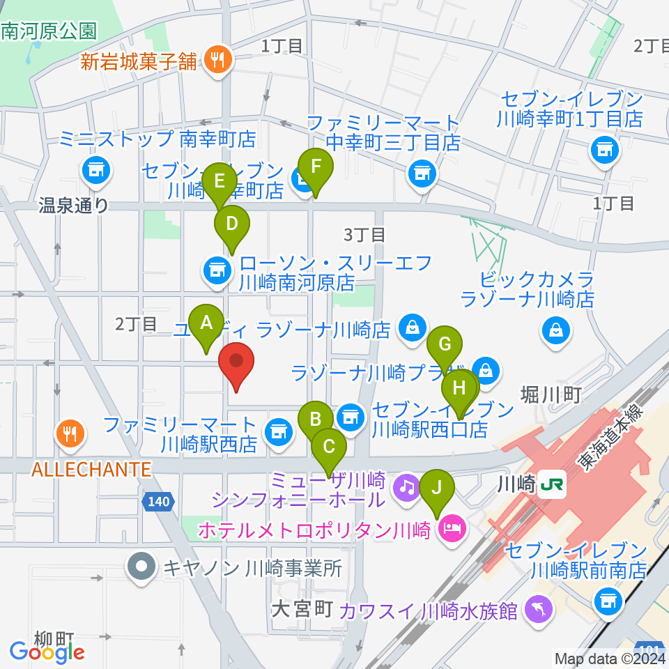 シアーミュージック 川崎校周辺のカフェ一覧地図