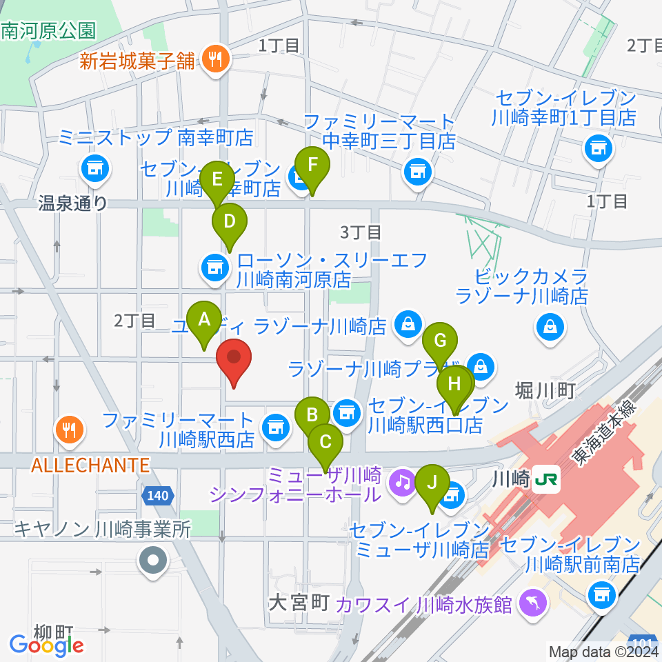 シアーミュージック 川崎校周辺のカフェ一覧地図