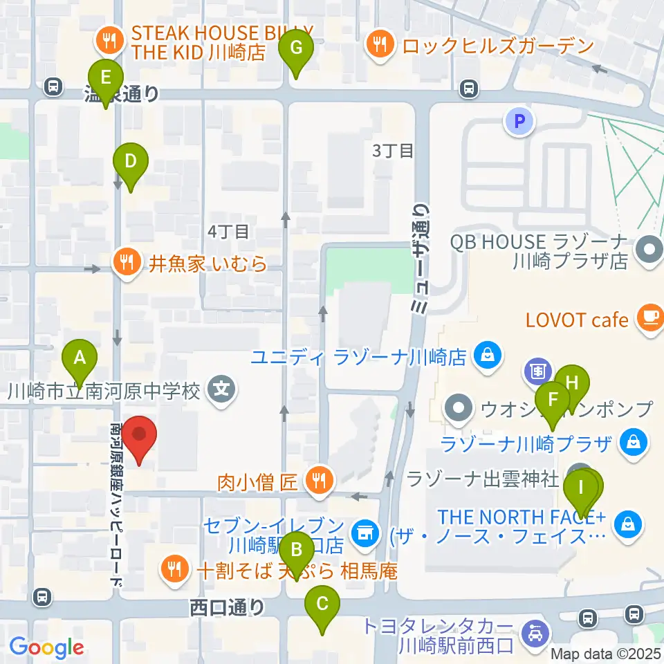 シアーミュージック 川崎校周辺のカフェ一覧地図