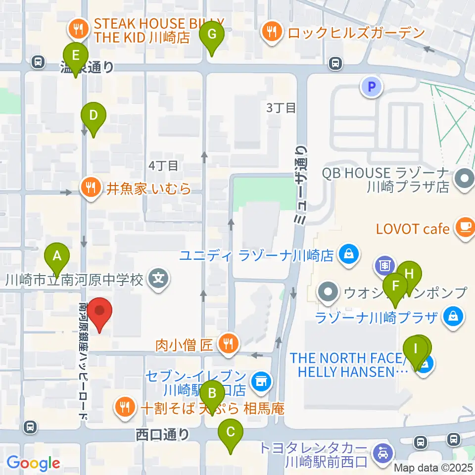 シアーミュージック 川崎校周辺のカフェ一覧地図