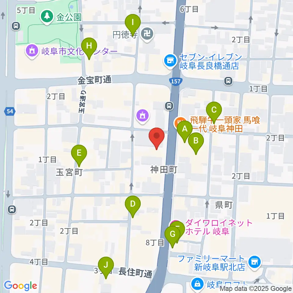 シアーミュージック 岐阜校周辺のカフェ一覧地図