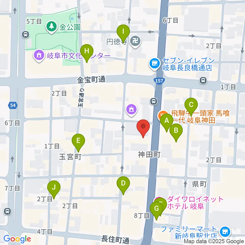 シアーミュージック 岐阜校周辺のカフェ一覧地図