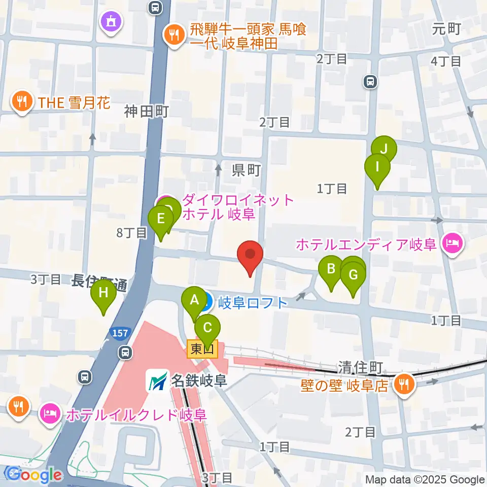 シアーミュージック 岐阜校周辺のカフェ一覧地図