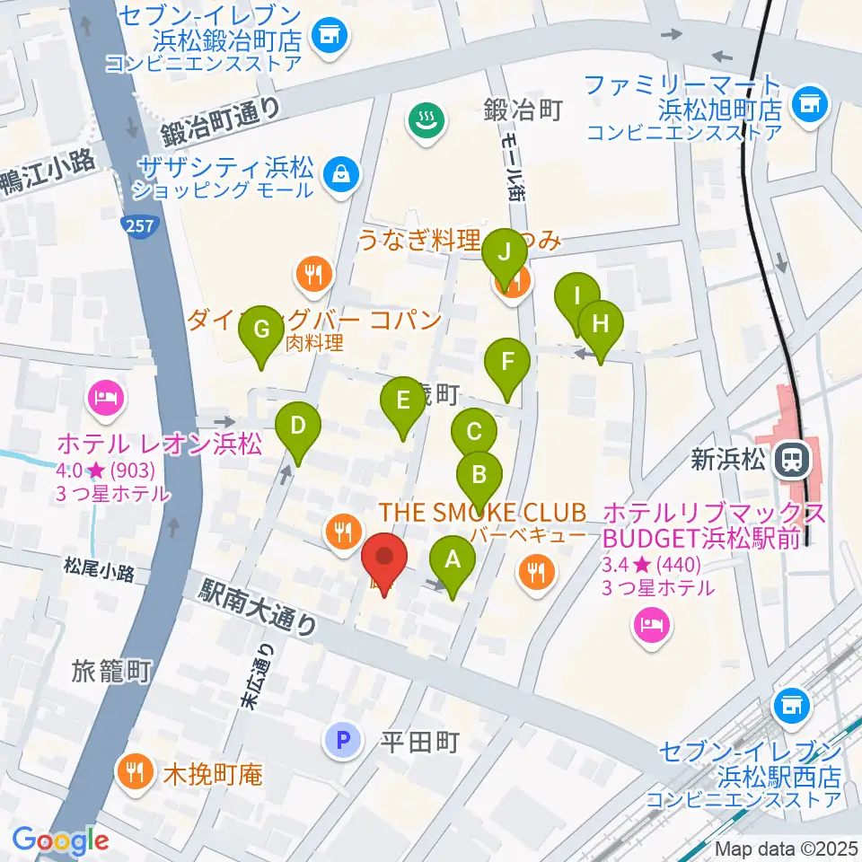 シアーミュージック 浜松校周辺のカフェ一覧地図