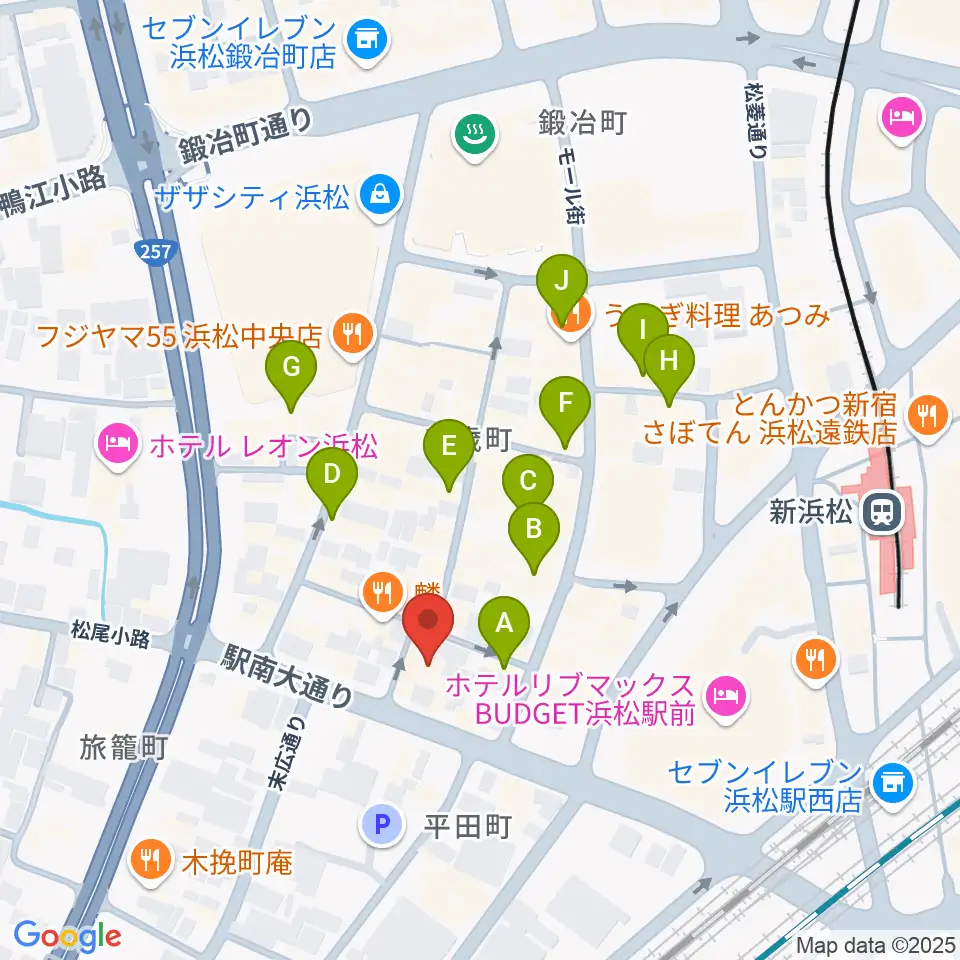 シアーミュージック 浜松校周辺のカフェ一覧地図