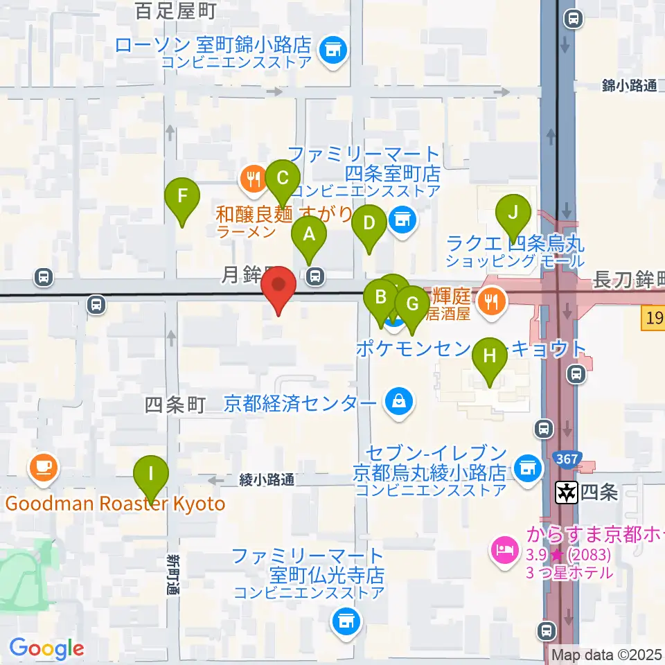 シアーミュージック京都校周辺のカフェ一覧地図