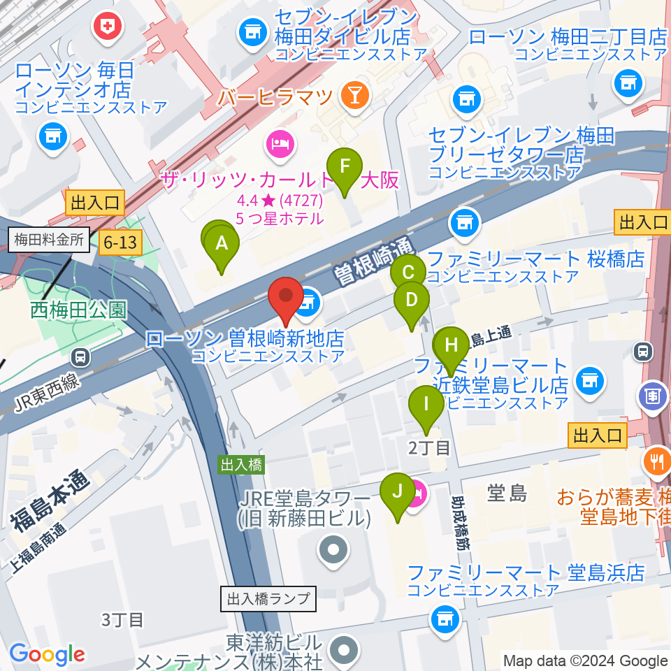 シアーミュージック 大阪校周辺のカフェ一覧地図