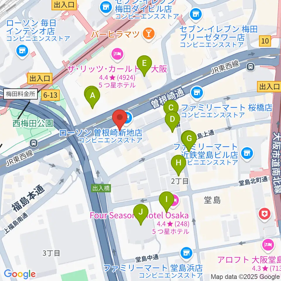 シアーミュージック 大阪校周辺のカフェ一覧地図