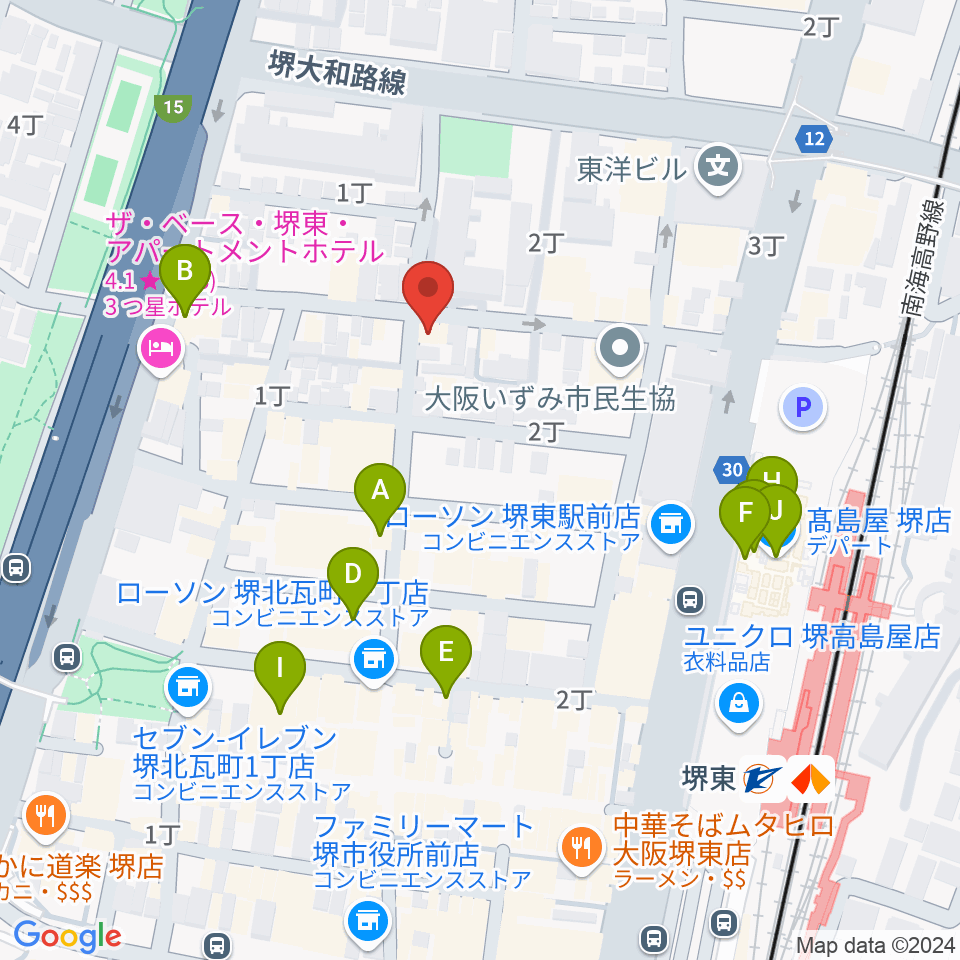 シアーミュージック堺東校周辺のカフェ一覧地図