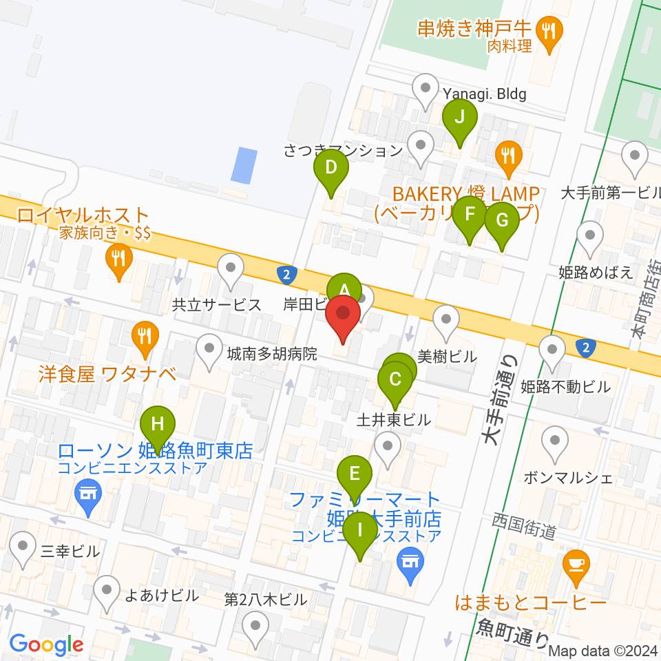 シアーミュージック 姫路校周辺のカフェ一覧地図