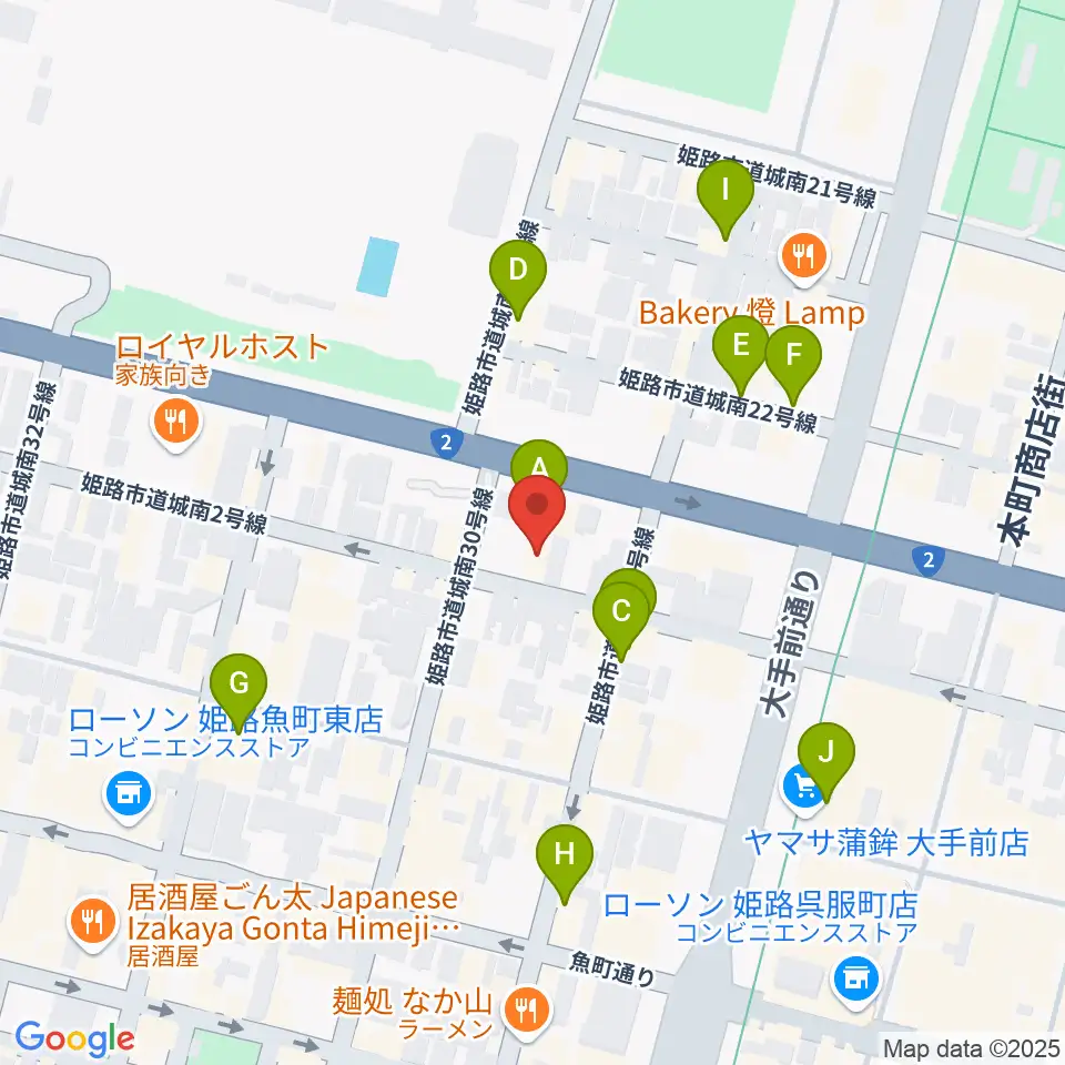 シアーミュージック 姫路校周辺のカフェ一覧地図