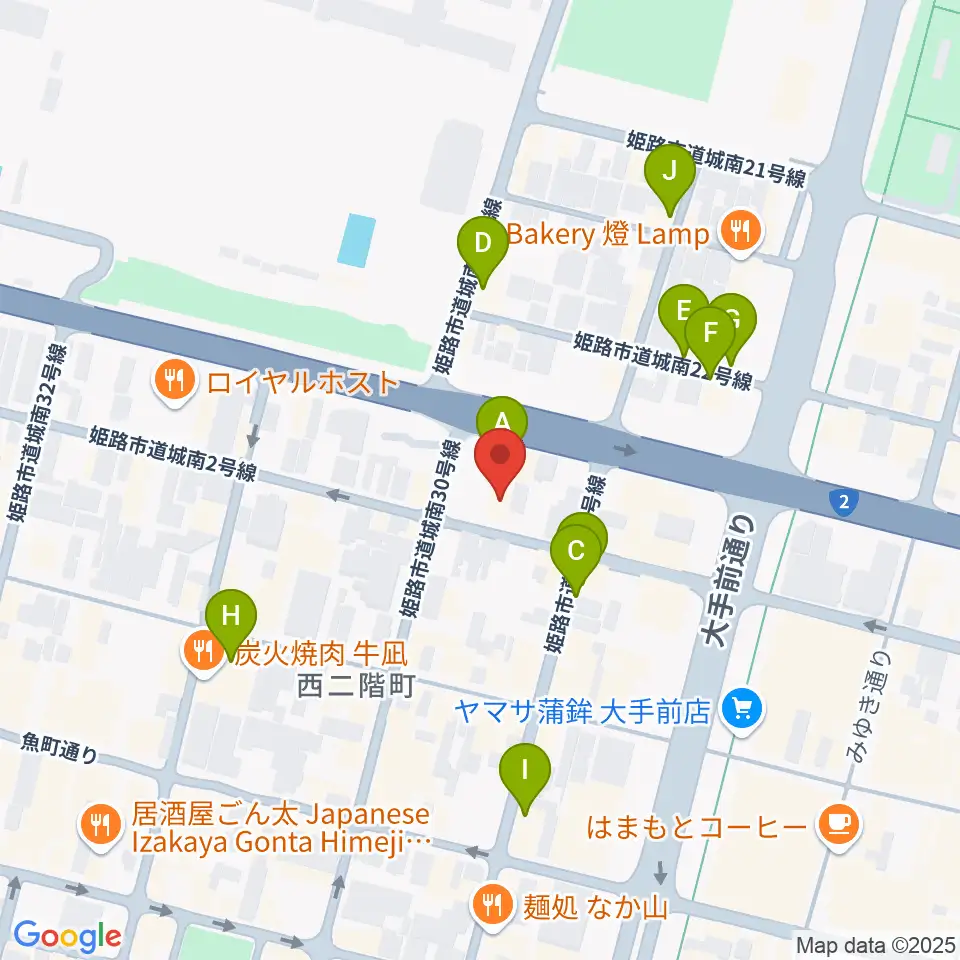 シアーミュージック 姫路校周辺のカフェ一覧地図