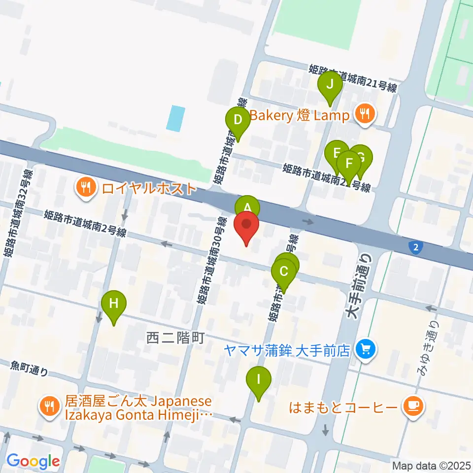 シアーミュージック 姫路校周辺のカフェ一覧地図