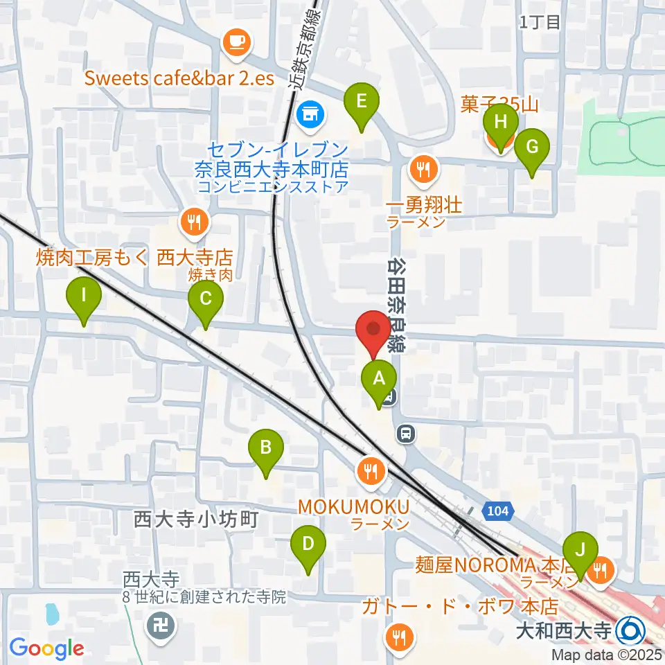 シアーミュージック 奈良校周辺のカフェ一覧地図