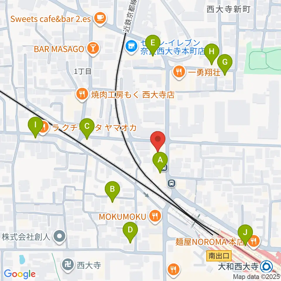 シアーミュージック 奈良校周辺のカフェ一覧地図