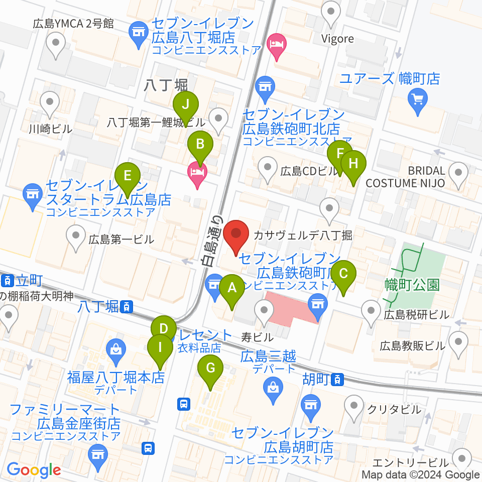 シアーミュージック 広島校周辺のカフェ一覧地図