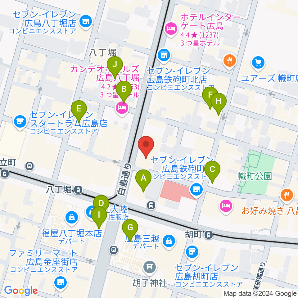 シアーミュージック 広島校周辺のカフェ一覧地図