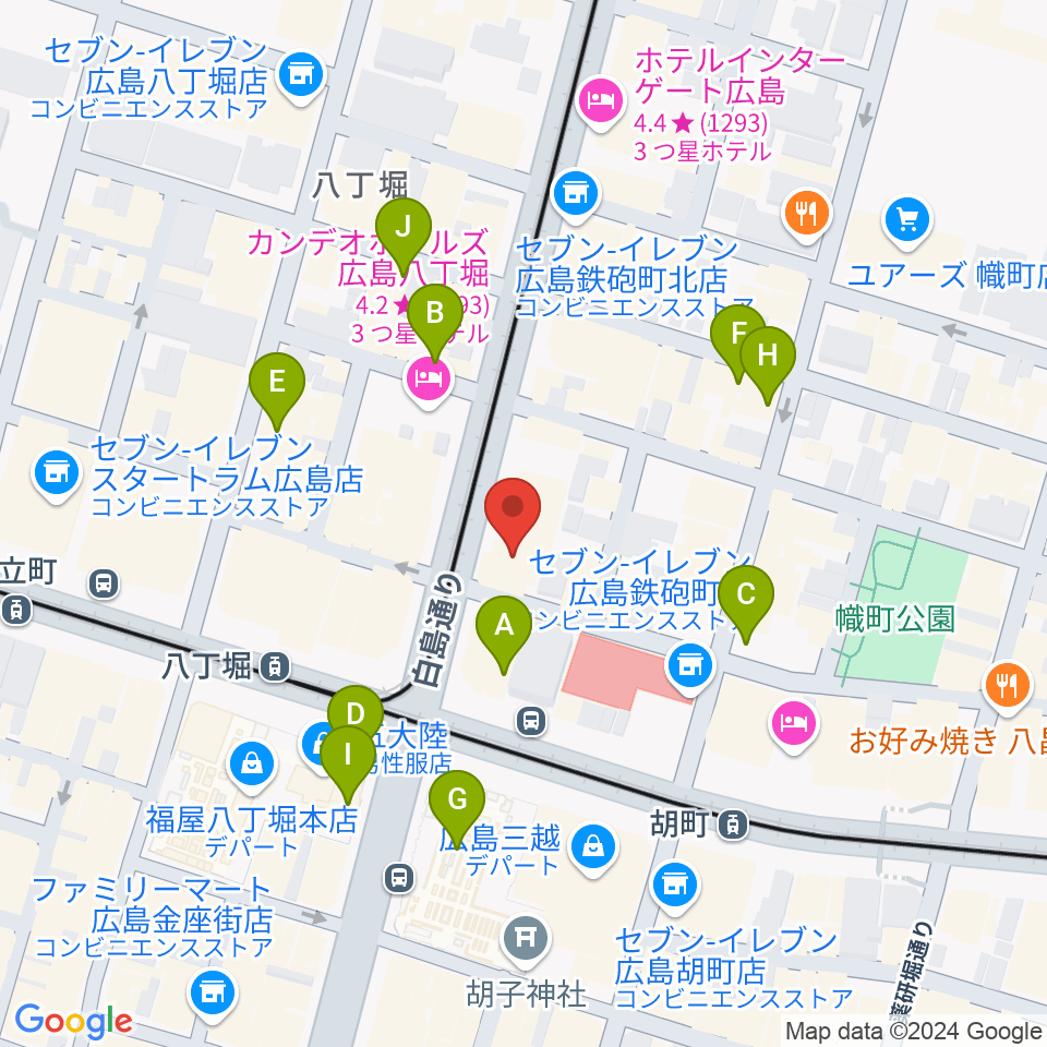 シアーミュージック 広島校周辺のカフェ一覧地図